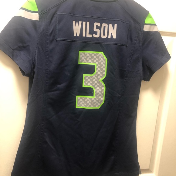 Nike On Field NFL Player Seattle Seahawks#3 Wilson Women's Blue Authentic Jersey - Picture 9 of 12